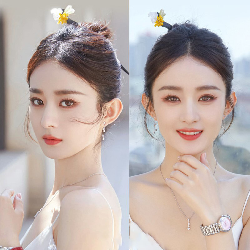 Kẹp Tóc Bằng Gỗ Đen Đính Đá Ngọc Bích Hình Thỏ Hoa Thời Trang Cao Cấp Cho Nữ