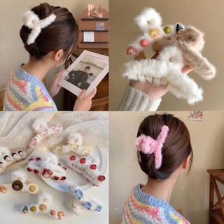 Kẹp tóc kiểu hàm cá mập bằng lông nhung phong cách Hàn Quốc xinh xắn cho nữ