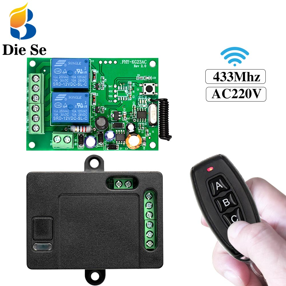 Diese Bộ Tiếp Nhận Và Truyền Tín Hiệu Không Dây 433 Mhz AC220V 2CH Cho Cửa Ga Ra Vào