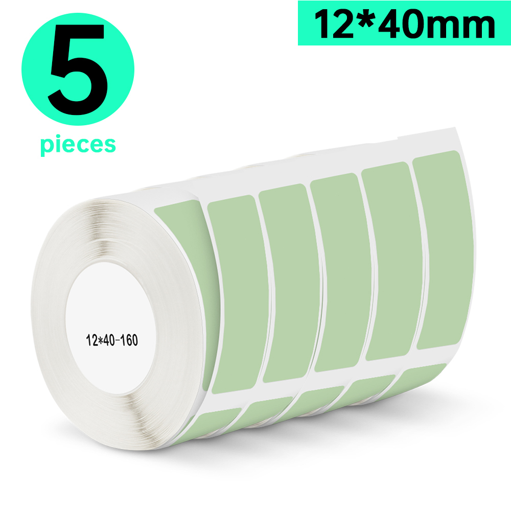5Rolls niimbot d110 nhãn dán 12x40mmx160 Chiếc Nhãn Màu Xanh Lá Cây Giấy Mã Vạch Giá Kích Thước Tên 