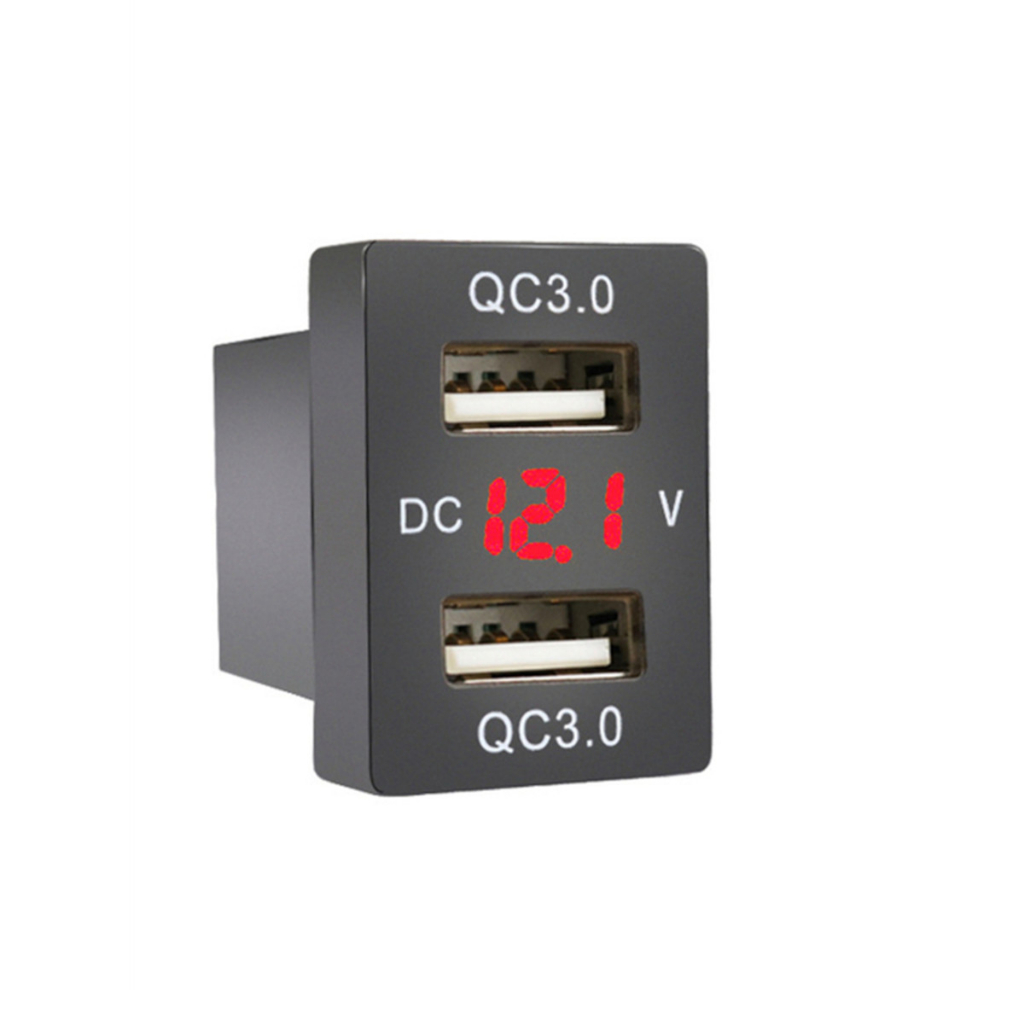 Tẩu Sạc Hai Cổng USB QC3.0 12V-24V Có Đèn LED Hiển Thị Vôn Kế Cho Xe Hơi Toyota