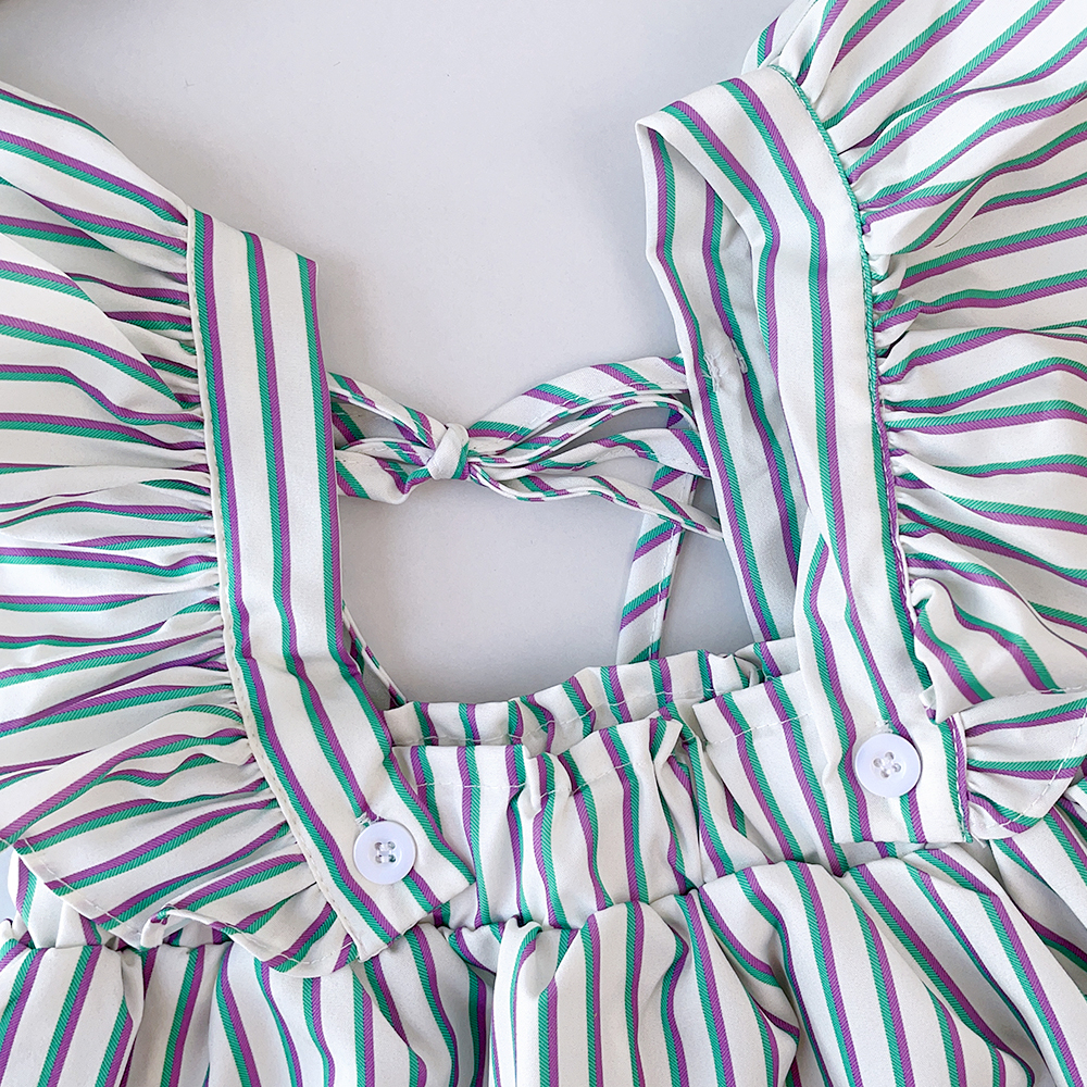 BEAR LEADER Set Áo Sơ Mi Kẻ Sọc Xanh Lá + Quần Dài Ống Loe Thời Trang Hàn Quốc Mới 2023 Cho Bé Gái