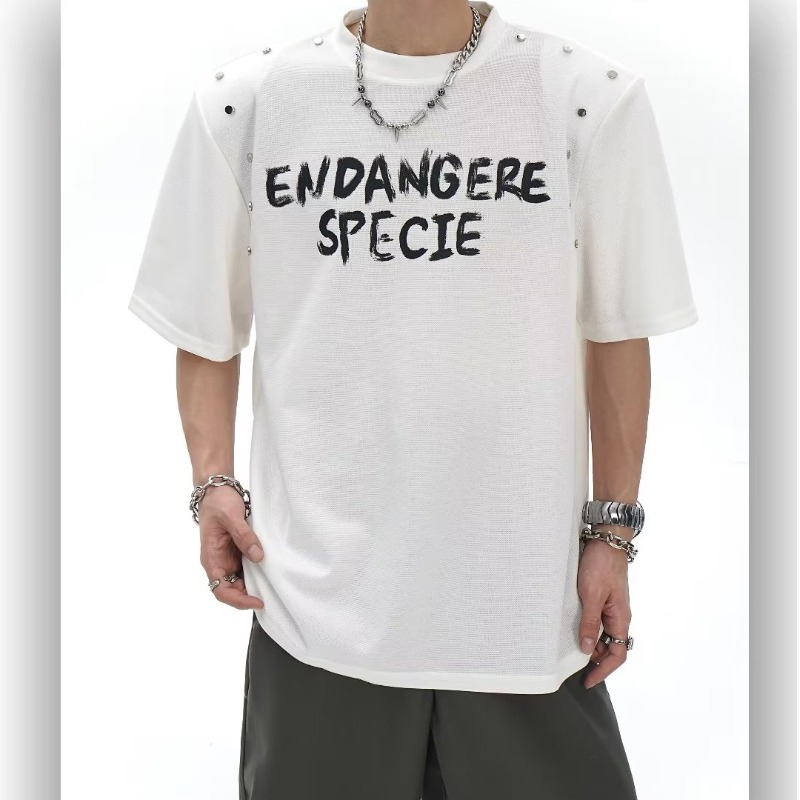 Áo Thun cotton Tay Ngắn In Chữ Infinite Đính Đinh Tán Thời Trang Mùa Hè 2023 Chất Lượng Cao Cho Nam