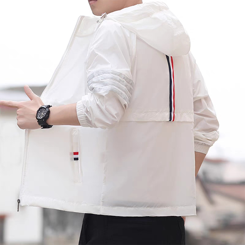 LEON HOME Áo Khoác Chống Gió Có Mũ Trùm Phối Khóa Kéo Thời Trang Mùa Xuân Trẻ Trung Dành Cho Nam (Không Có Thể Tháo Rời)