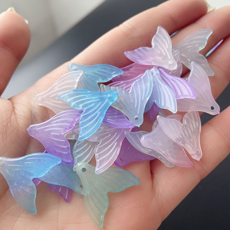 Mới Set 50 Hạt Nhựa acrylic Hình Đuôi Cá Nhiều Màu Làm Trang Sức diy y15986
