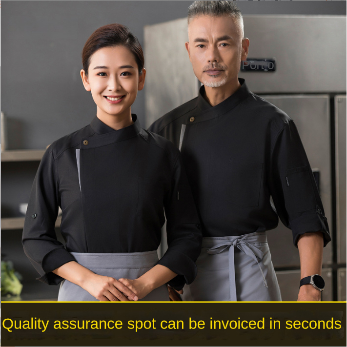 Đồng Phục Đầu Bếp Dài Tay Cao Cấp Màu Đen
