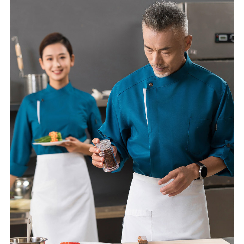 Đồng Phục Đầu Bếp Dài Tay Cao Cấp Màu Đen