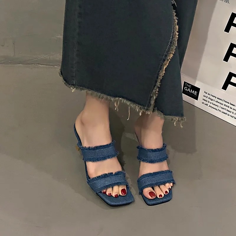 Sandal Cao Gót Mũi Vuông Thiết Kế Mới 2023 Cao Cấp Thời Trang