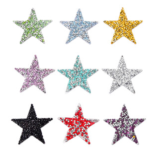  Set 5   10 Miếng Dán Trang Trí Quần Áo Hình Ngôi Sao Đính Đá Nhiều Màu Sắc 