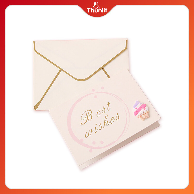 🎁Thunlit Quà🎁Thiệp Chúc Mừng Sinh Nhật 3D Sáng Tạo Kèm Phong Bì Và Thẻ Chữ Thank You