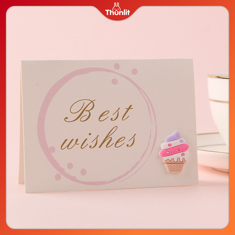 🎁Thunlit Quà🎁Thiệp Chúc Mừng Sinh Nhật 3D Sáng Tạo Kèm Phong Bì Và Thẻ Chữ Thank You