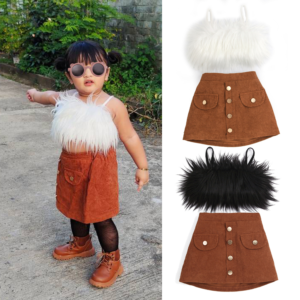 Set Áo Hai Dây Màu Trơn + Chân Váy Chữ A Lưng Cao Thời Trang Mùa Hè Cho Bé Gái