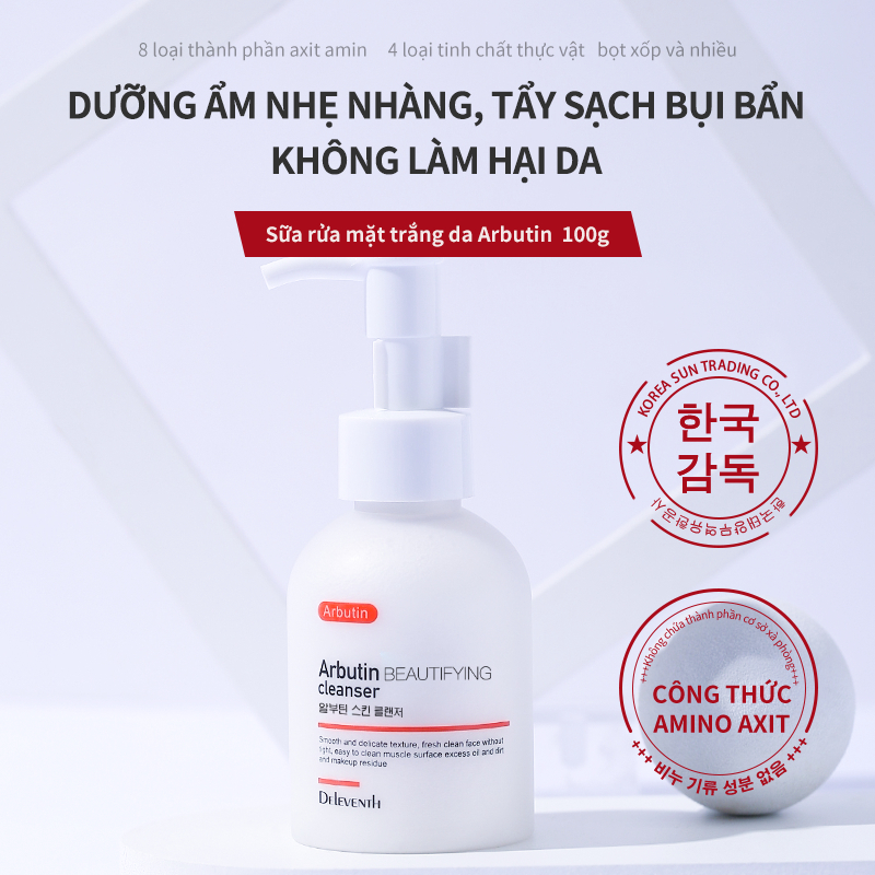 DEleventh Arbutin axit amin sữa rửa mặt Làm trắng da Làm sạch sâu da Sữa rửa mặt axit amin nhẹ nhàng（100ml）