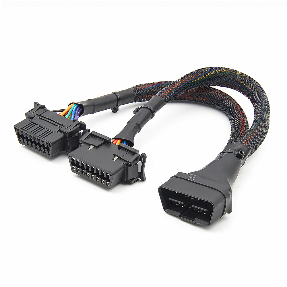 Dây Cáp Nối Dài 30CM 2 Trong 1 OBD 2 OBD2 16Pin Male Sang 2 Female Cho ELM327 HUD