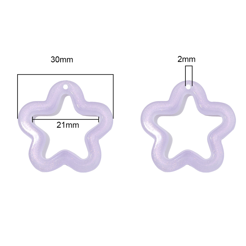 Hạt Xỏ Lỗ Hình Ngôi Sao Năm Cánh Bằng Acrylic Phát Quang Làm Trang Sức Thủ Công DIY 30X30mm