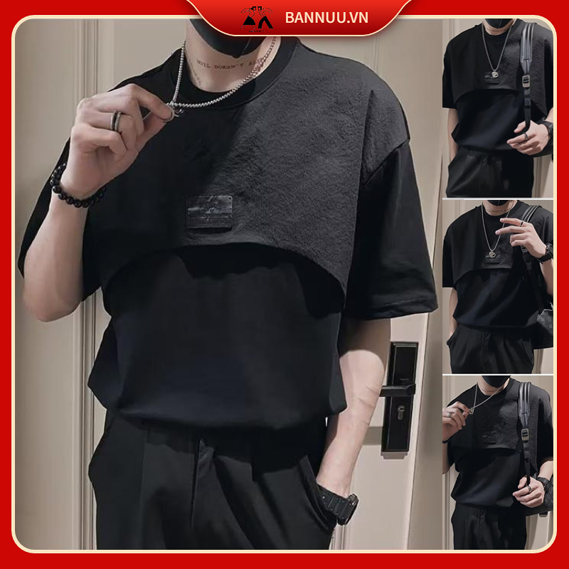 Mới Áo Thun Nam Ngắn Tay Cổ Tròn Thời Trang Hàn