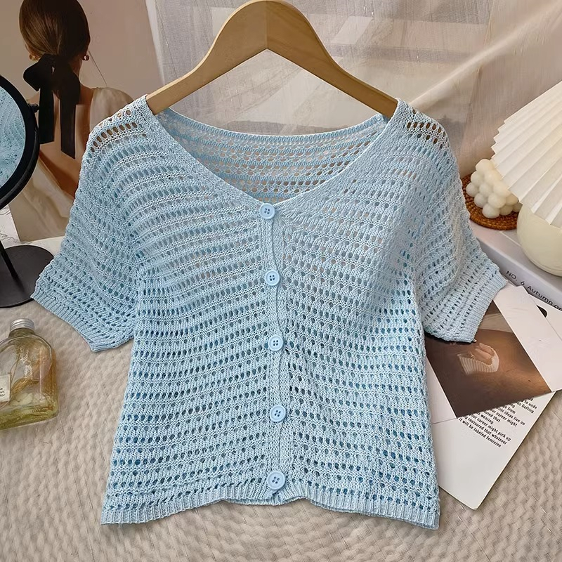 Áo cardigan Dệt Kim Cổ Chữ V Thời Trang Mùa Hè Hàn Quốc Mới Cho Nữ