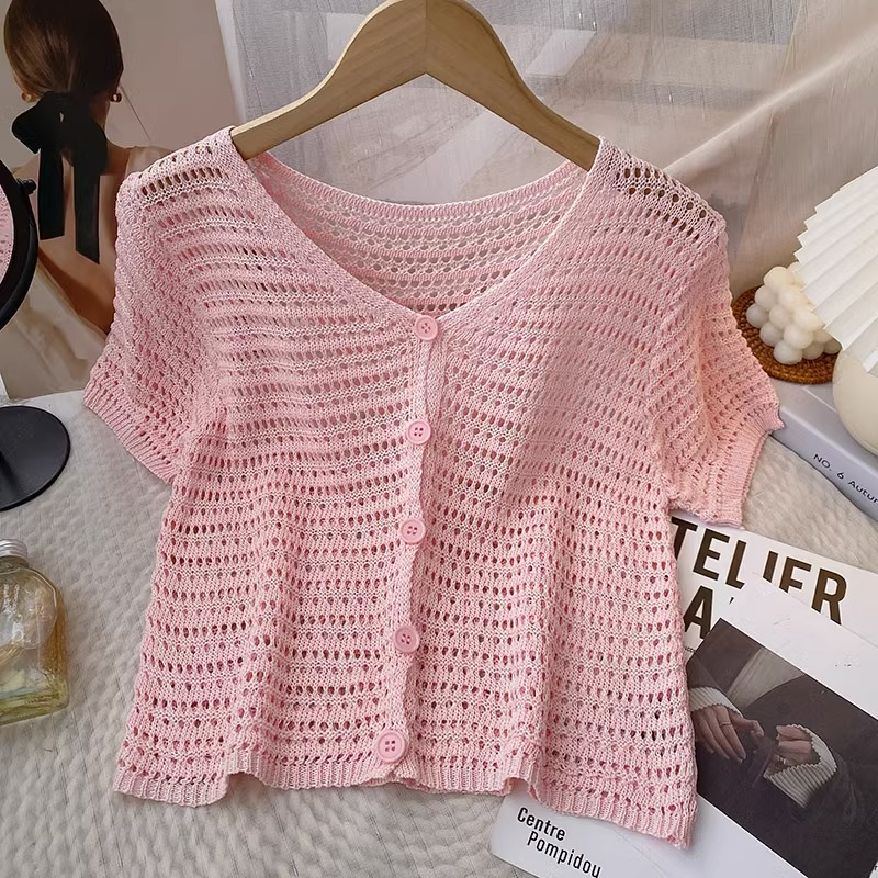 Áo cardigan Dệt Kim Cổ Chữ V Thời Trang Mùa Hè Hàn Quốc Mới Cho Nữ