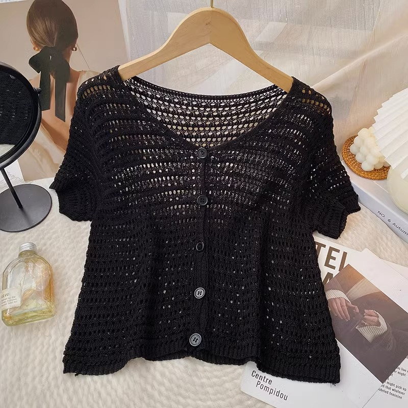 Áo cardigan Dệt Kim Cổ Chữ V Thời Trang Mùa Hè Hàn Quốc Mới Cho Nữ