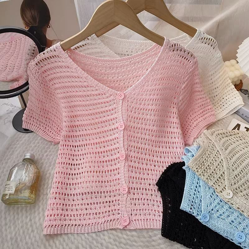 Áo cardigan Dệt Kim Cổ Chữ V Thời Trang Mùa Hè Hàn Quốc Mới Cho Nữ