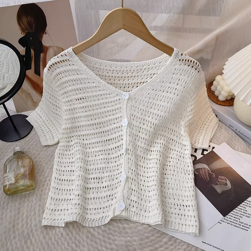 Áo cardigan Dệt Kim Cổ Chữ V Thời Trang Mùa Hè Hàn Quốc Mới Cho Nữ