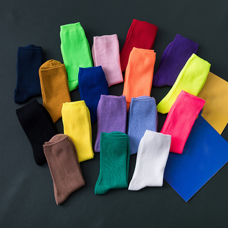 FHYL Vớ Cotton Cổ Vừa Màu Kẹo Ngọt Phong Cách Học Viện Hàn Quốc Mới Mùa Hè Khử Mùi Đa Năng Cho Nữ
