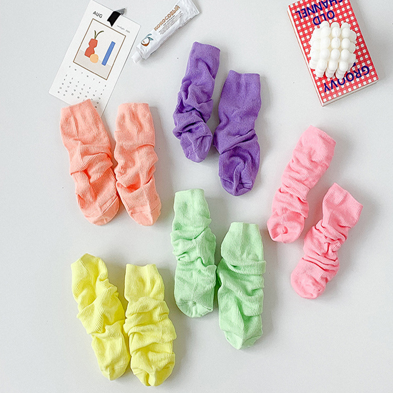 FHYL Vớ Cotton Cổ Vừa Màu Kẹo Ngọt Phong Cách Học Viện Hàn Quốc Mới Mùa Hè Khử Mùi Đa Năng Cho Nữ
