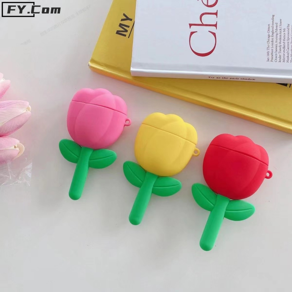 Vỏ Bảo Vệ Hộp Sạc Tai Nghe Airpod Pro 2 1 2 3 Pro Bằng Silicon Mềm Chống Sốc Hình Hoa Hồng 3D Hoạt Hình