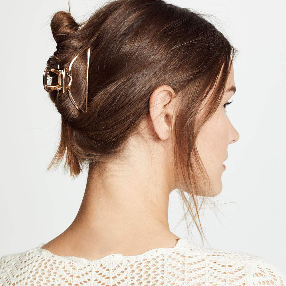 Set 4 Kẹp Tóc Kim Loại Lớn Màu Đen / Bạc / Vàng Hồng Dành Cho Nữ