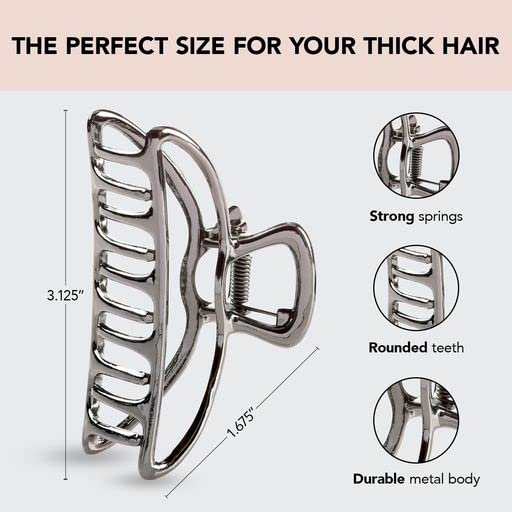 Set 4 Kẹp Tóc Kim Loại Lớn Màu Đen / Bạc / Vàng Hồng Dành Cho Nữ