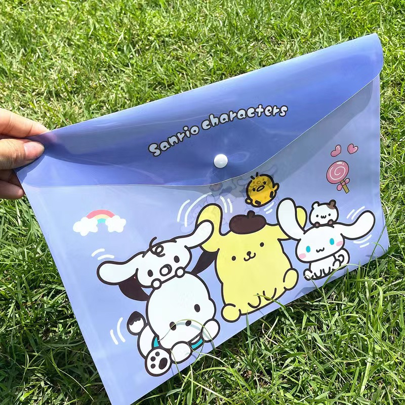 Túi Đựng Thẻ Tài Liệu Khổ A4 Bằng PVC Họa Tiết Anime Sanrio Mymelody Kuromi Cinnamoroll Dễ Thương