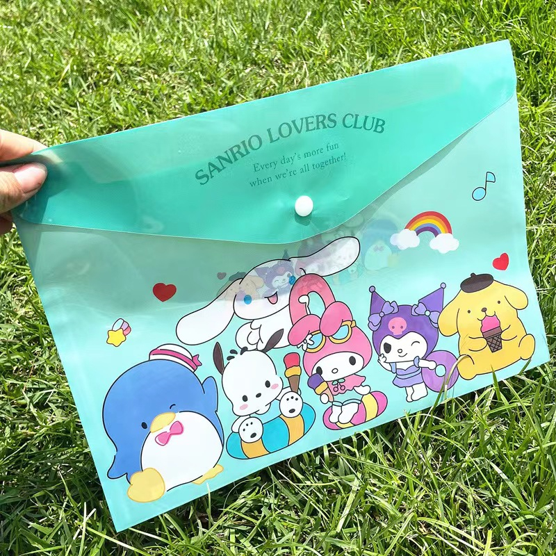 Túi Đựng Thẻ Tài Liệu Khổ A4 Bằng PVC Họa Tiết Anime Sanrio Mymelody Kuromi Cinnamoroll Dễ Thương
