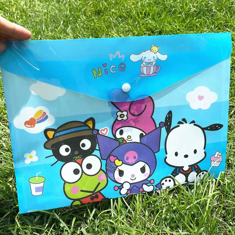 Túi Đựng Thẻ Tài Liệu Khổ A4 Bằng PVC Họa Tiết Anime Sanrio Mymelody Kuromi Cinnamoroll Dễ Thương