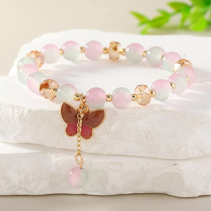 Vòng Tay Co Giãn Mặt Bướm Pha Lê Nhiều Màu Tùy Chỉnh Cho Nữ
