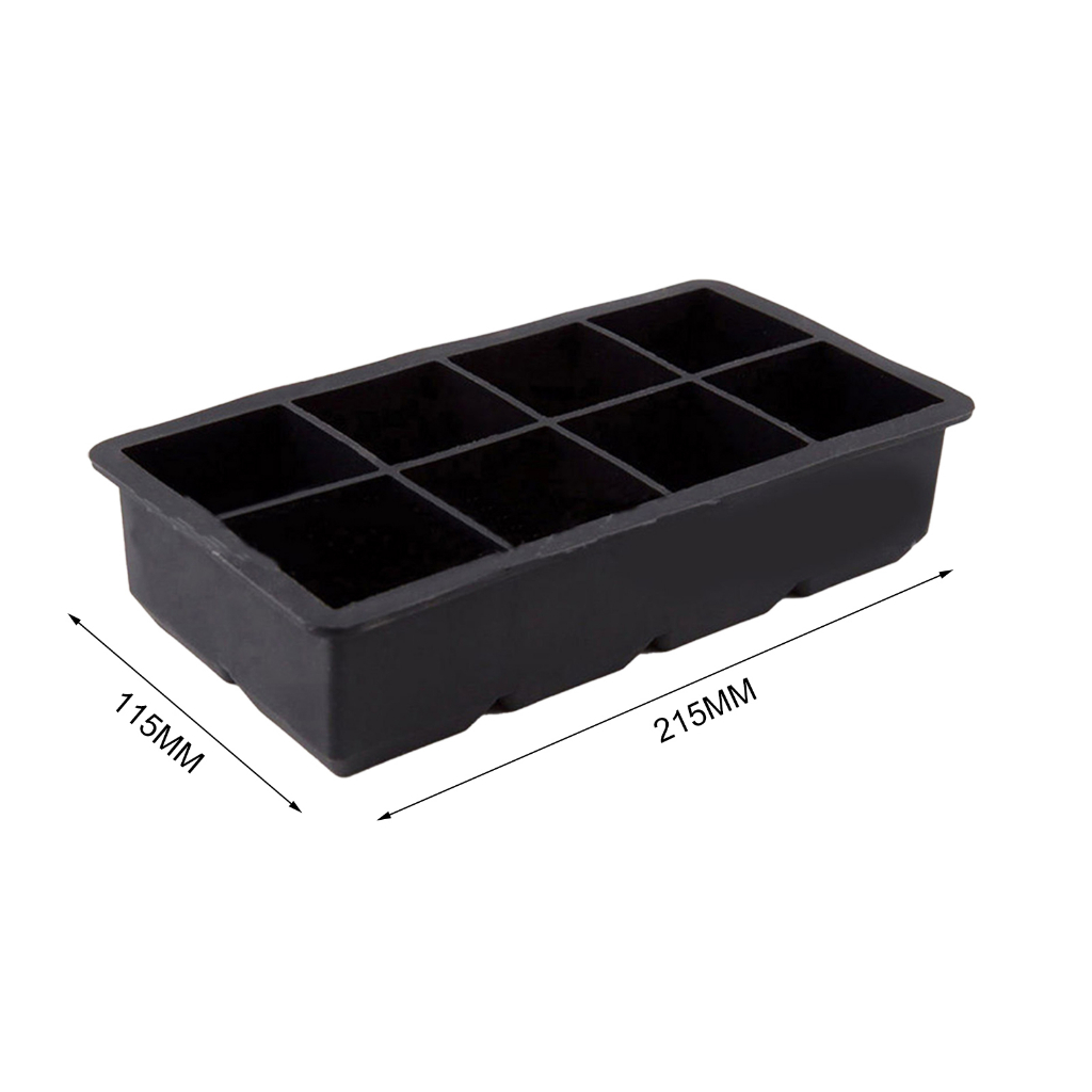 Khuôn Silicon Làm Đá 8 Ô Lớn Màu Đen