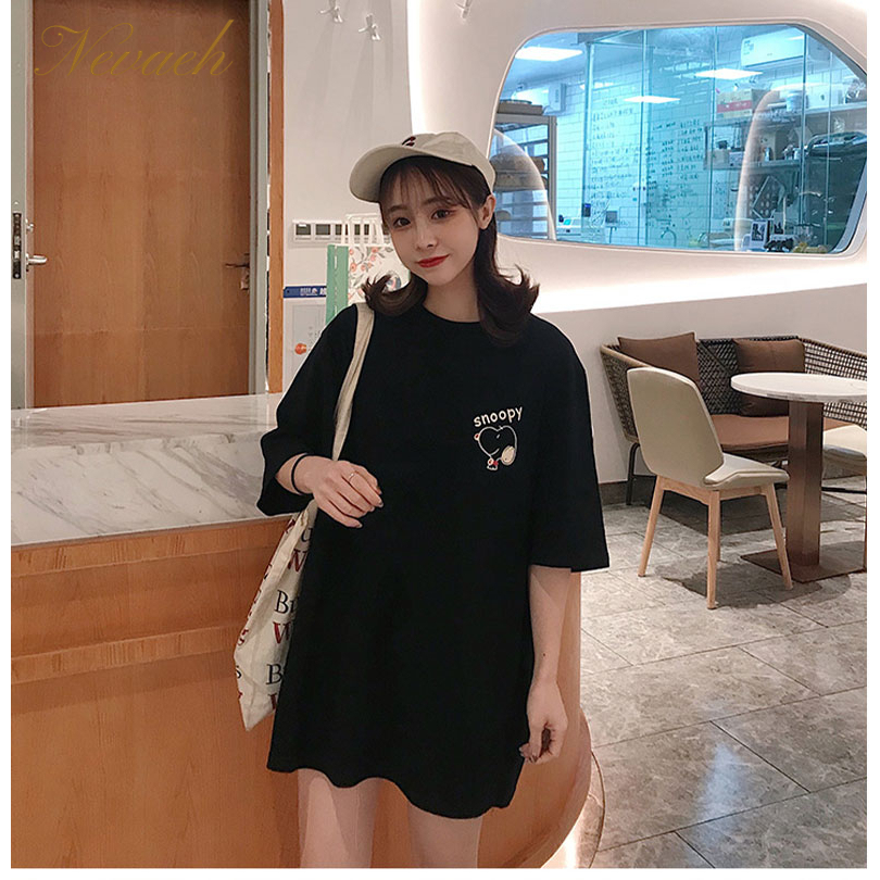 Áo Thun Dáng Rộng Tay Ngắn In Họa Tiết Hoạt Hình Thời Trang Mùa Hè 2023 Cho Nữ