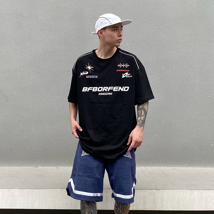 Áo Thun Tay Ngắn Dáng Rộng In Họa Tiết Phong Cách hip hop Thời Trang Mùa Hè Cho Nam