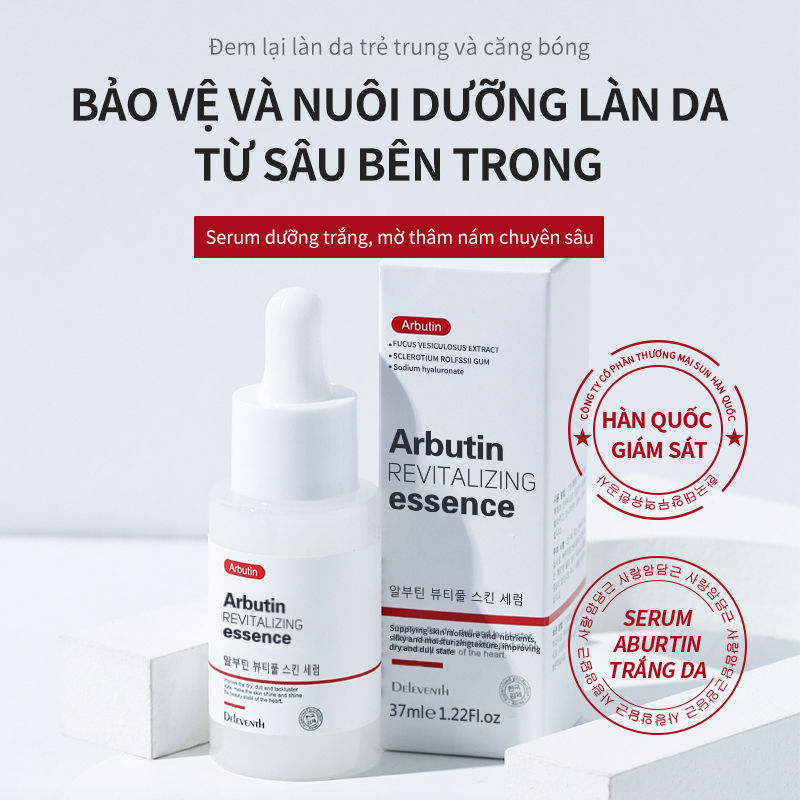 Serum DELEVENTH arbutin glycyrrhiza glabra giảm thâm làm trắng sáng da kiềm dầu dưỡng ẩm và phục hồi da 37ml