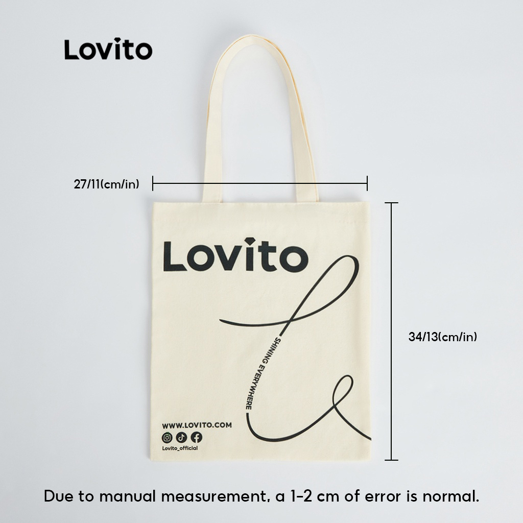 Túi tote đeo vai Lovito In đồ họa Vải canvas hỗn hợp cotton có trọng lượng nhẹ Bình thường L30BA11 (1/2/3/4/5)