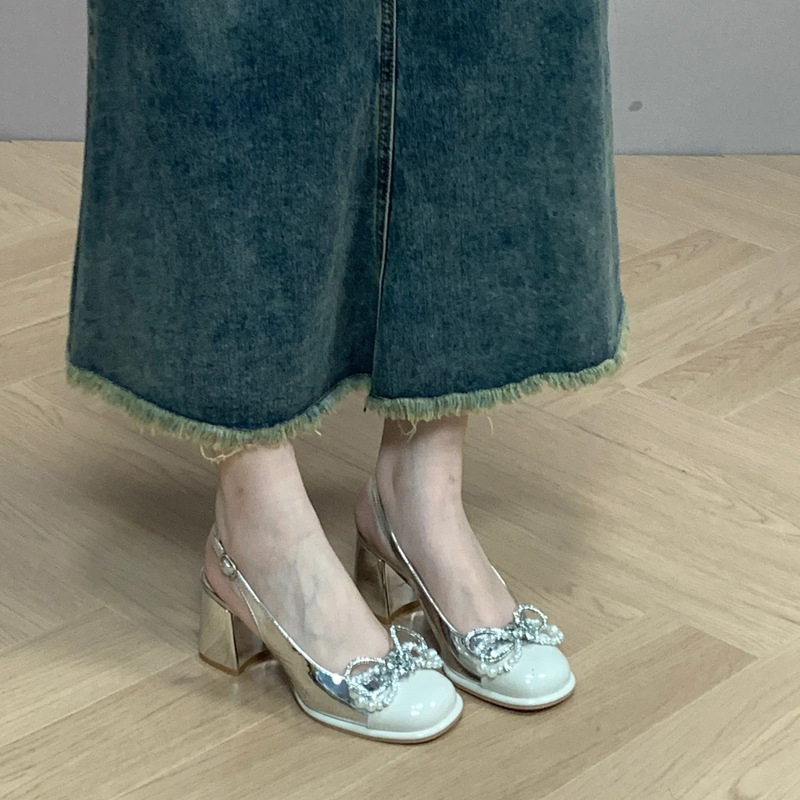 Sandal Cao Gót Thiết Kế Mới Đính Ngọc Trai Cao Cấp Thời Trang Dành Cho Mùa Hè