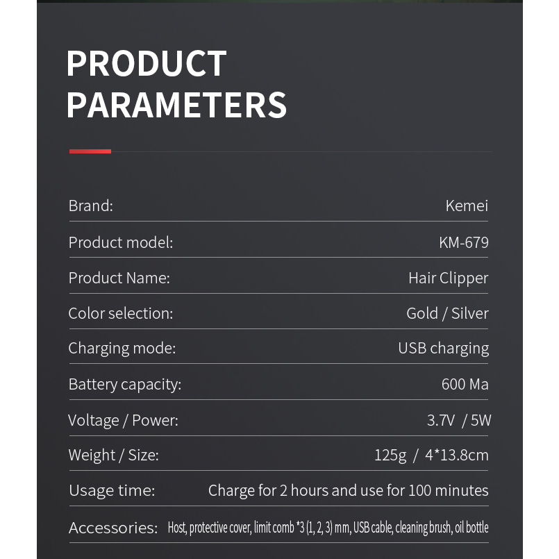 Bộ Tông Đơ Kemei Km-679 Đa Năng Tiện Dụng Chất Lượng Cao