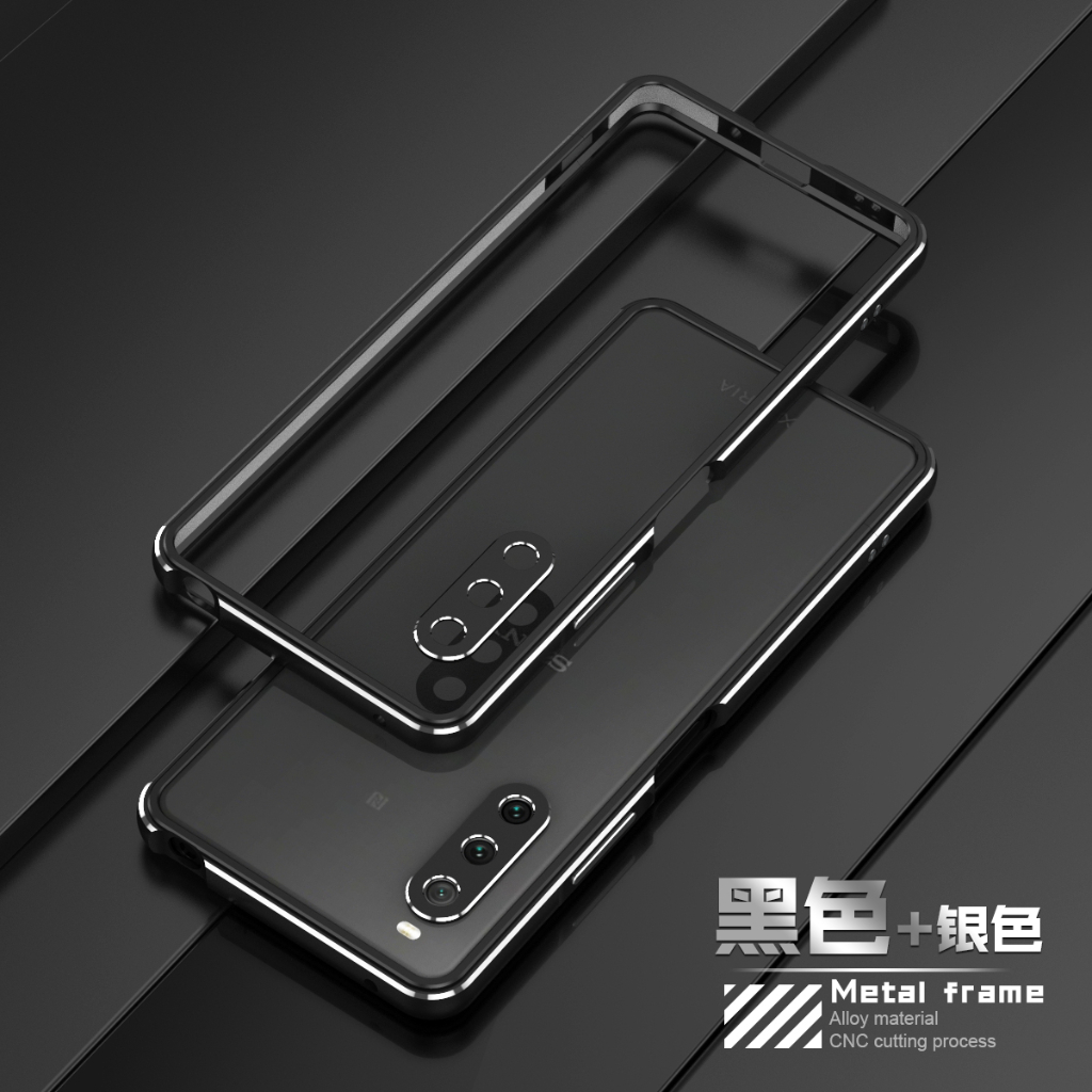 Ốp Điện Thoại Kim Loại Nhôm Dạng Giáp Chống Sốc Có Viền Bảo Vệ Ống Kính Sang Trọng Cho Sony Xperia 1 5 10 III IV V