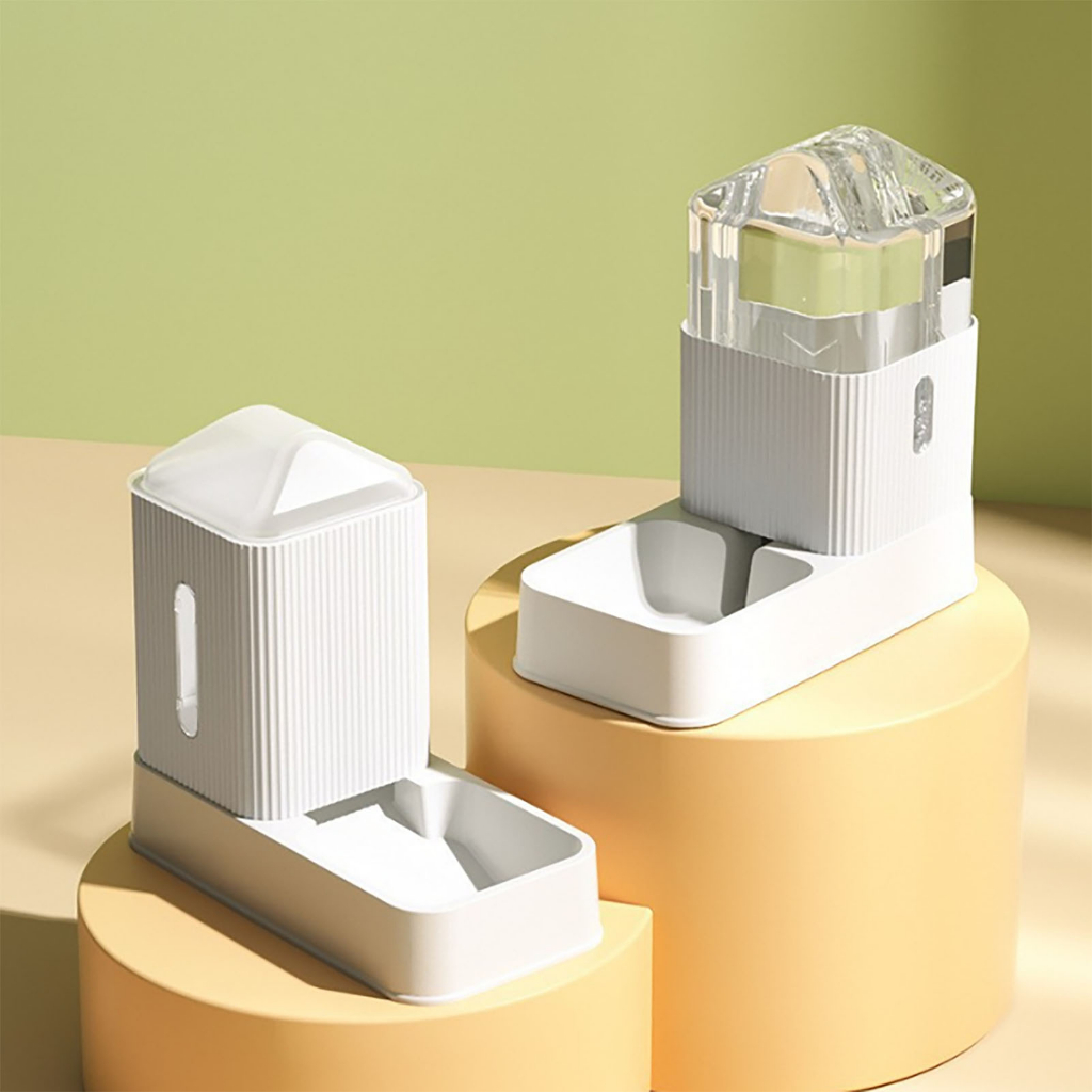 Elsabell. Bộ Khay Đựng Thức Ăn Nước Uống Tự Động Cho Chó mèo - Bình nước + Bình ăn Tự động cho thú cưng 3.5L