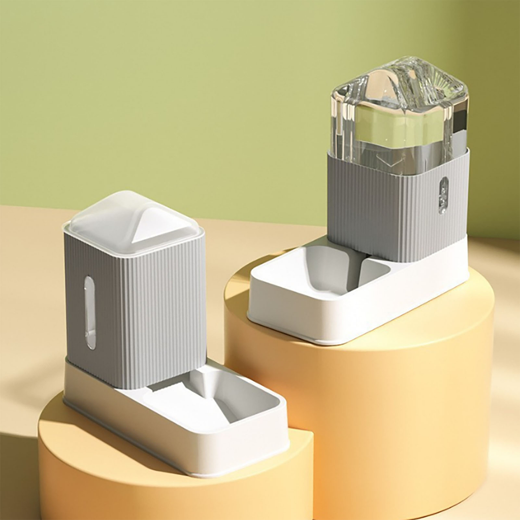 Elsabell. Bộ Khay Đựng Thức Ăn Nước Uống Tự Động Cho Chó mèo - Bình nước + Bình ăn Tự động cho thú cưng 3.5L