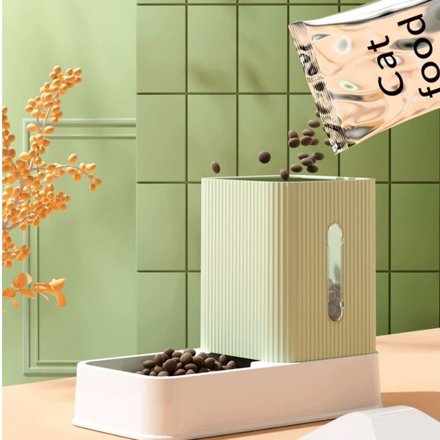 Elsabell. Bộ Khay Đựng Thức Ăn Nước Uống Tự Động Cho Chó mèo - Bình nước + Bình ăn Tự động cho thú cưng 3.5L