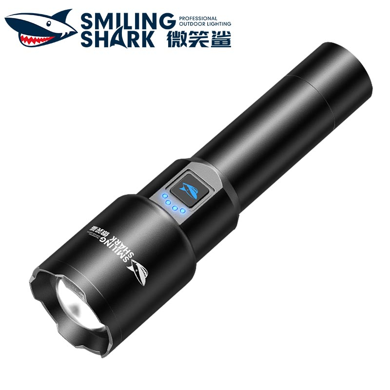 Đèn pin siêu sáng SMILING SHARK công suất M80 6000lm có thể phóng to 4 chế độ type-c chống thấm