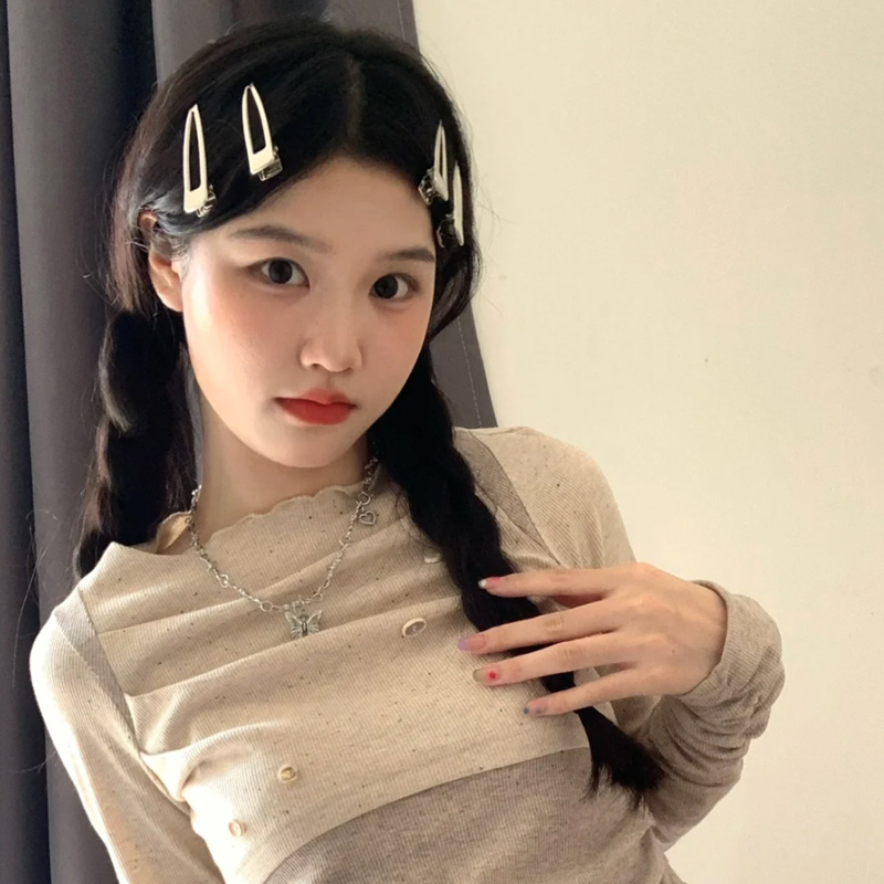 Dễ Sử Dụng ~ Kẹp Tóc Mái Bằng Kim Loại Đơn Giản Cá Tính Ngọt Ngào