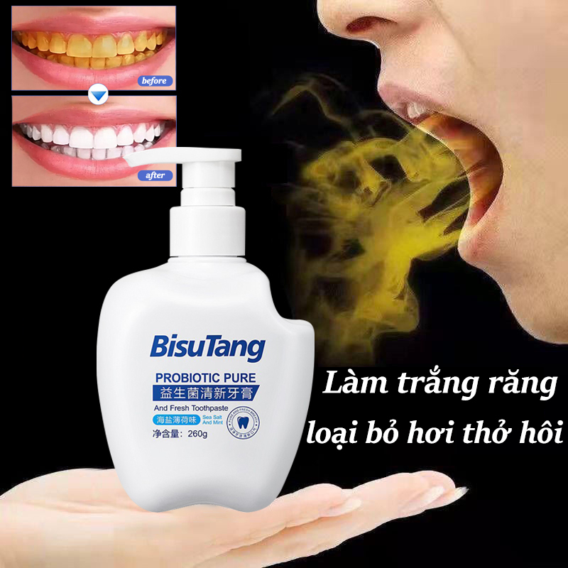 Kem Đánh Răng Trắng Răng 【260g】Không Chứa Florua Cam kết trắng bật tông, loại bỏ cao răng hôi miệng tẩy ố vàng