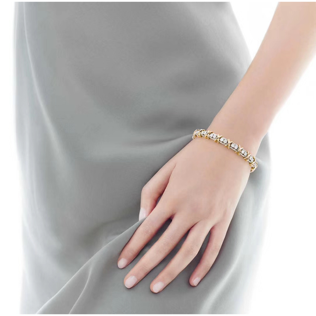 2023 Mới T & CO Schlumberger Vòng Tay Đính Kim Cương Bốn Màu Sắc