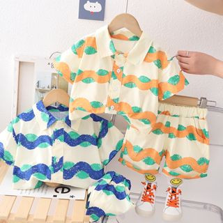 Set đồ đi biển 2 món gồm áo polo kẻ sọc + quần ngắn dễ thương cho bé trai 1-5 tuổi
